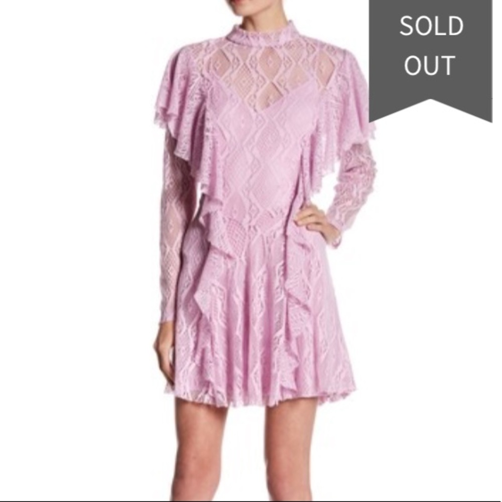 💕NWT Free People Mock Neck Party Dress, M, Wisteria Purple